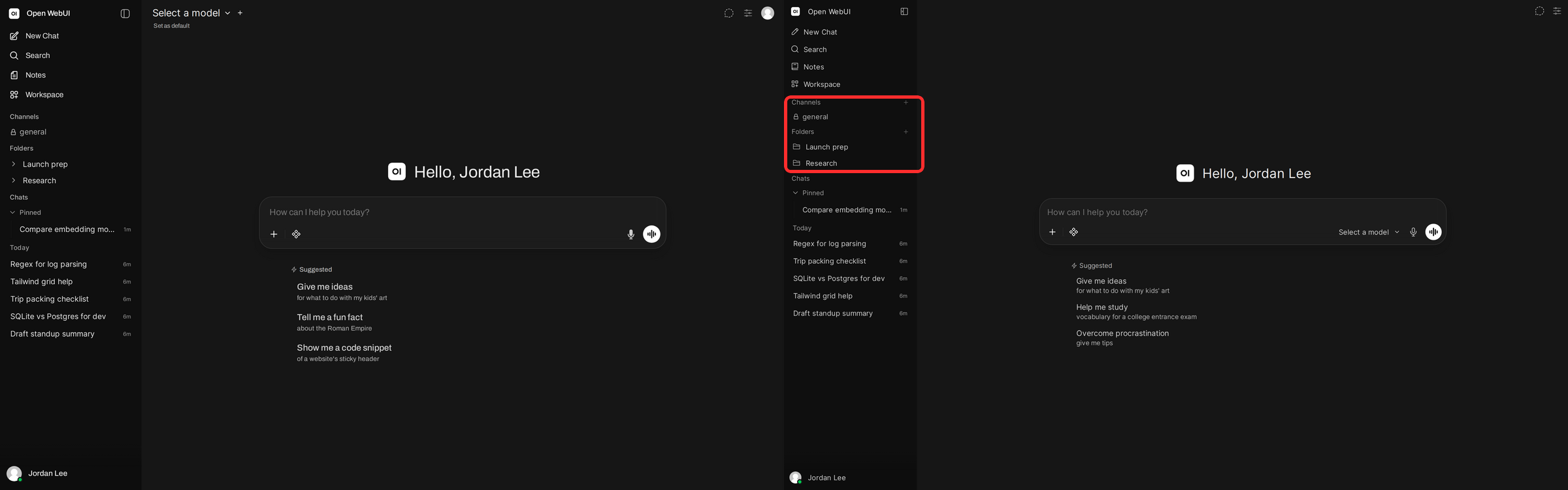 Same content in a rebuilt sidebar: v0.10.2 (left) vs v0.11.0 (right). Note the add buttons on the section headers.