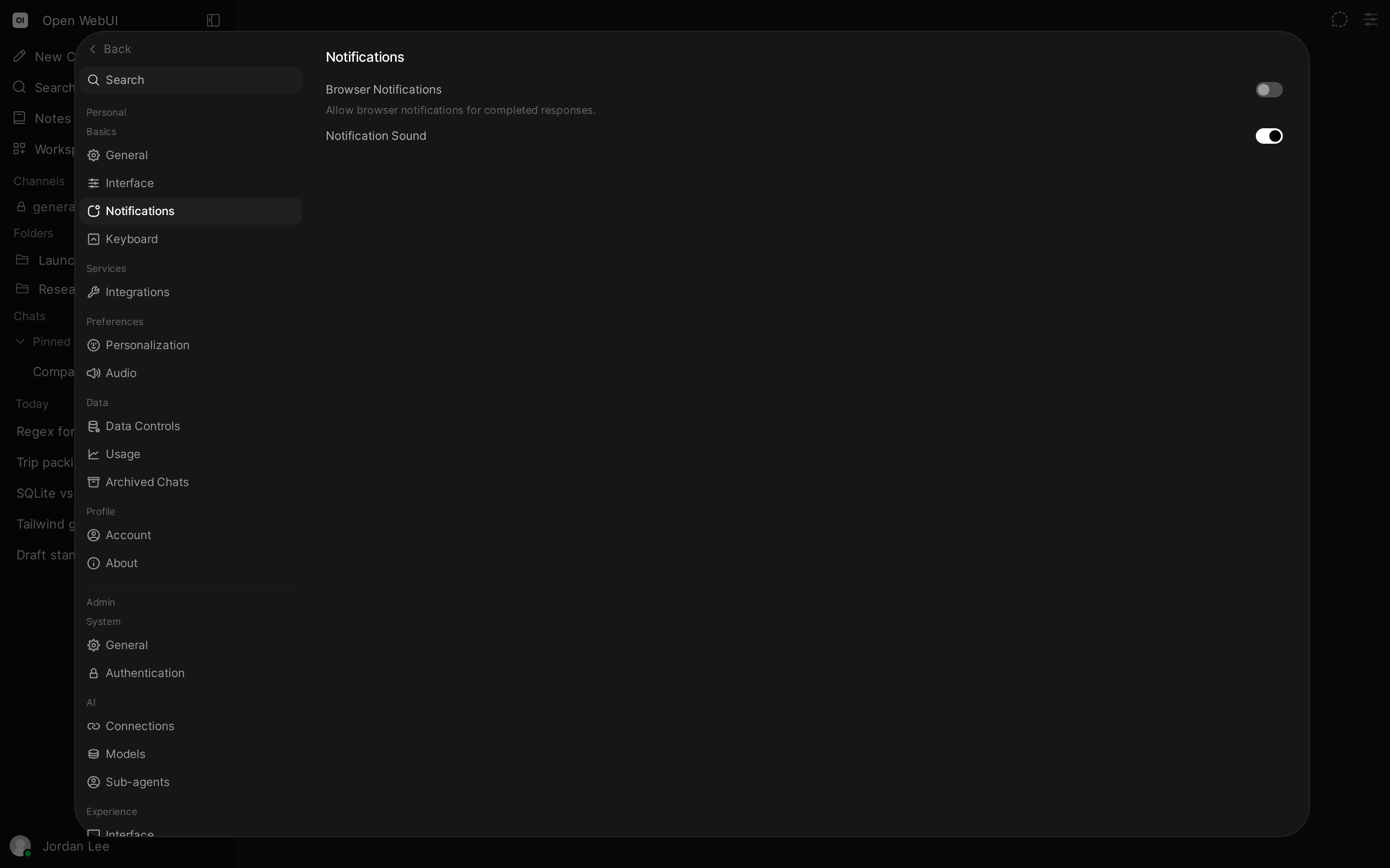 The new Notifications section in settings